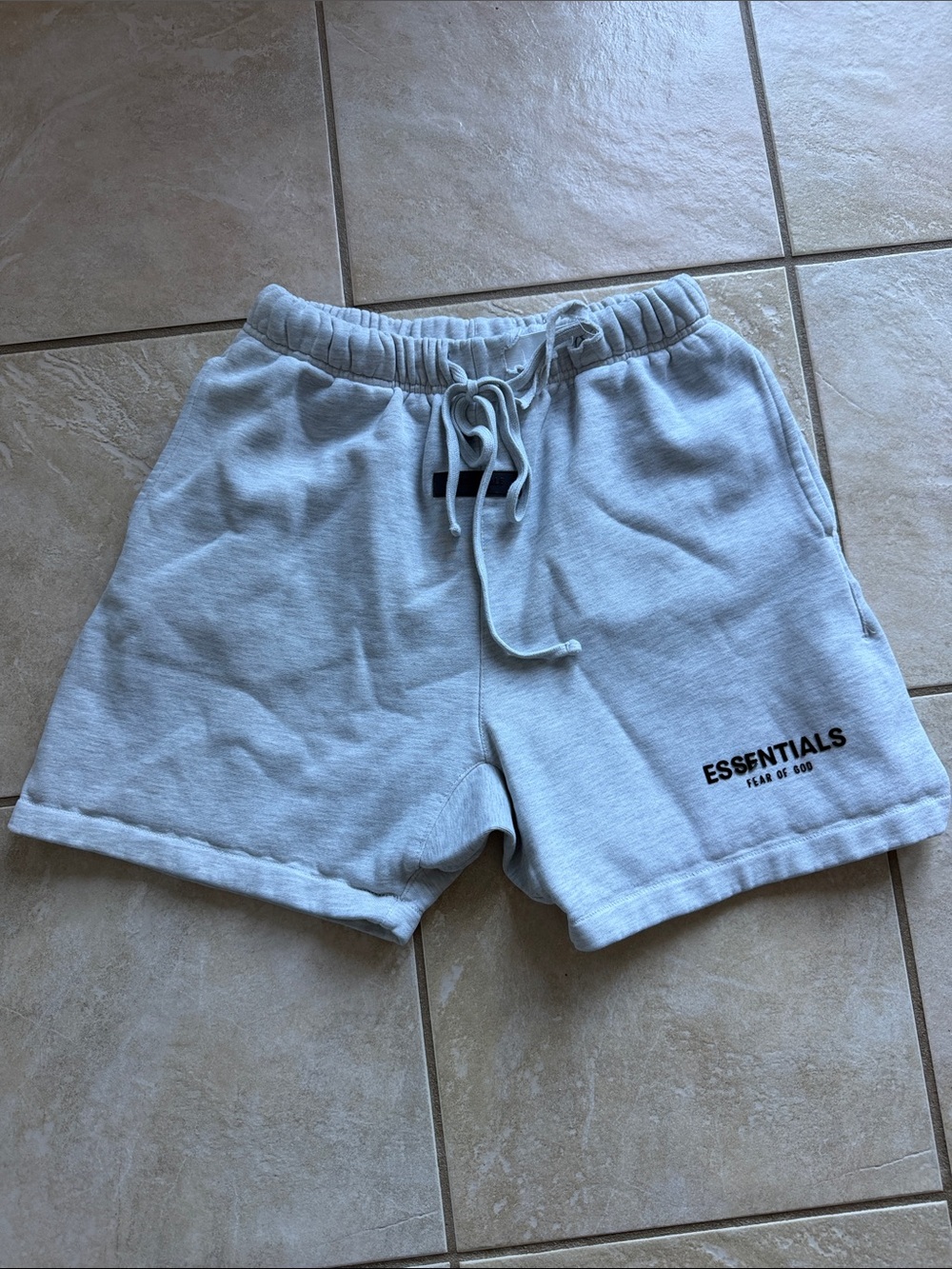 Essentials Men’s Light Gray Drawstring Athletic Shorts